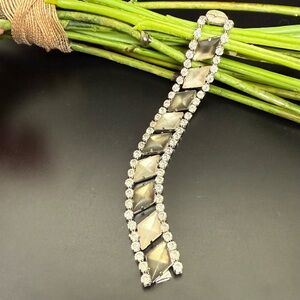 Vintage Juliana Style Frosted Diamond-shaped Rhinestones Bracelet 33.7g.